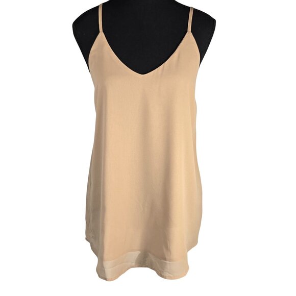 NWT | V-Neck Cami Top Nude Beige Adjustable Straps Layering Essential | Small - Picture 1 of 5